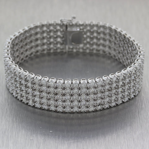 Modern 14k White Gold 5 Strand 13ctw Diamond Bracelet