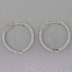 Ladies 14K White Gold .71ctw Diamond 24mm In-Out Hoop Earrings