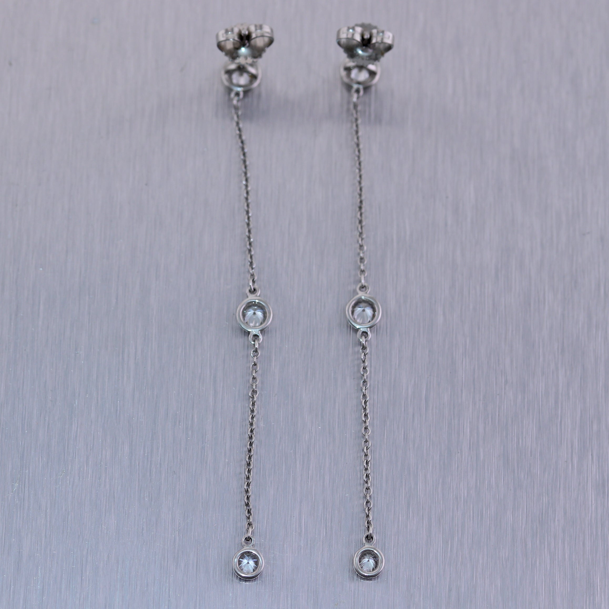 Tiffany & Co. Elsa Peretti Platinum 0.80ctw Diamonds By The Yard Drop Earrings