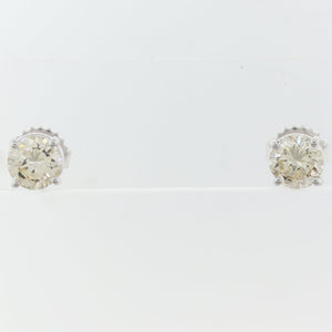 Modern 14k White Gold 2.01ctw Diamond Stud Earrings