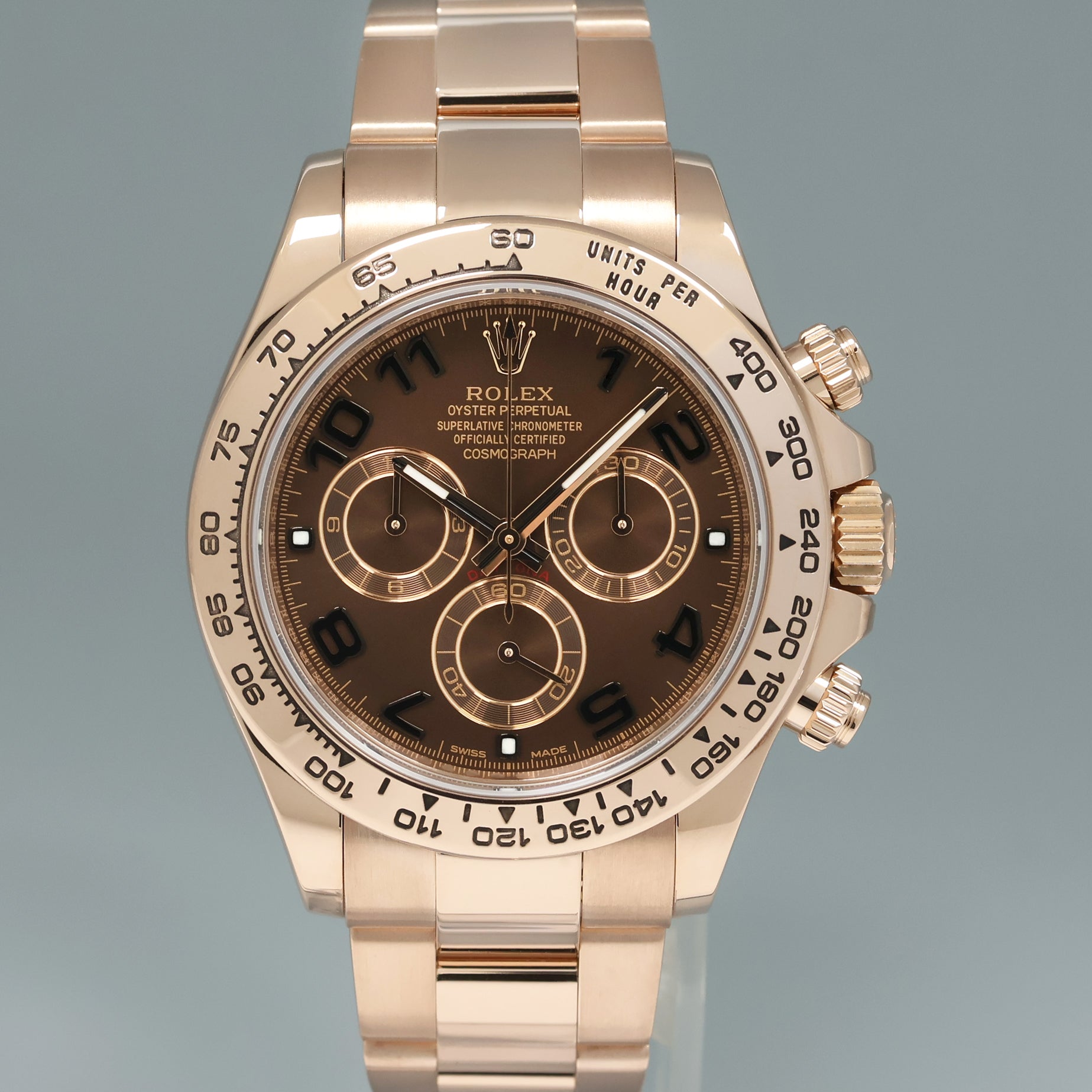 2018 PAPERS Rolex Daytona Chrono Rose Gold Chocolate Arabic 116505 Chrono Watch