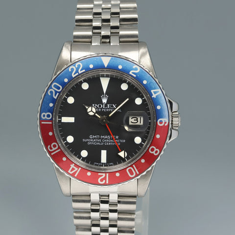MATTE DIAL Rolex GMT-Master Pepsi Blue Red 40mm Steel 16750 Watch Box