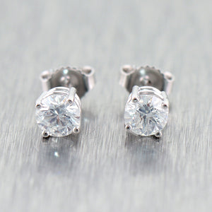 14k White Gold 1.01ctw Diamond Stud Earrings