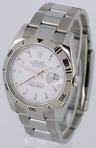 Rolex DateJust Turn-O-Graph Thunderbird Steel White Red 36mm Fluted 116264 Watch