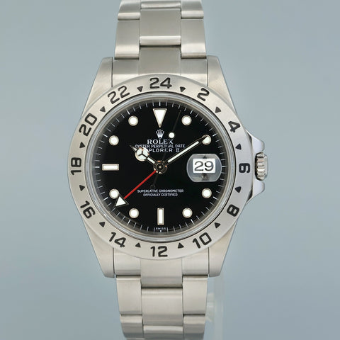 MINT 2004 Rolex Explorer II 16570 Stainless Steel Black Dial GMT 40mm Watch Box