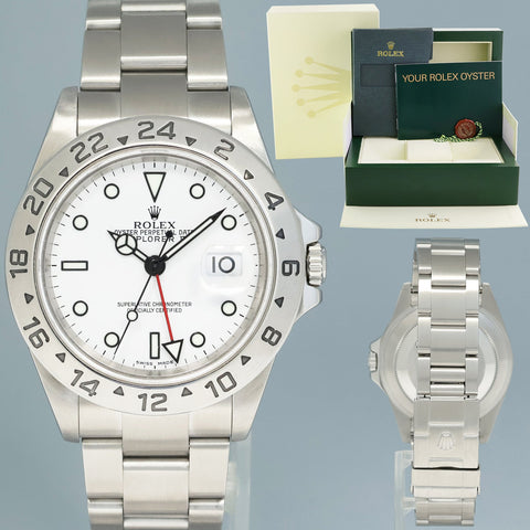 2007 MINT Rolex Explorer II White 16570 40mm No Holes 3186 Polar GMT Watch Box