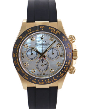 2021 MINT Rolex Oysterflex Daytona 116518LN Yellow Gold Mother of Pearl Diamond Watch