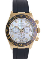 2021 MINT Rolex Oysterflex Daytona 116518LN Yellow Gold Mother of Pearl Diamond Watch