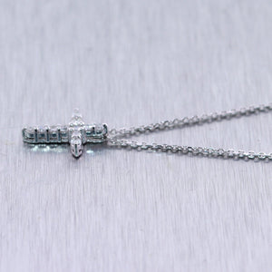 14k White Gold 0.23ctw Diamond Cross 19" Necklace