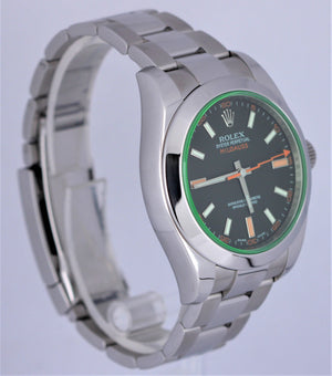 MINT PAPERS Rolex Milgauss Green Anniversary Stainless Black Watch 116400 V