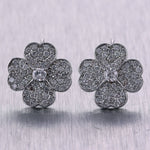 Vintage Estate 14k White Gold 2.50ctw Diamond Flower Earrings