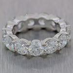 9.15ctw Round GIA Diamond 5mm Platinum Shared Prong Eternity Wedding Band Ring