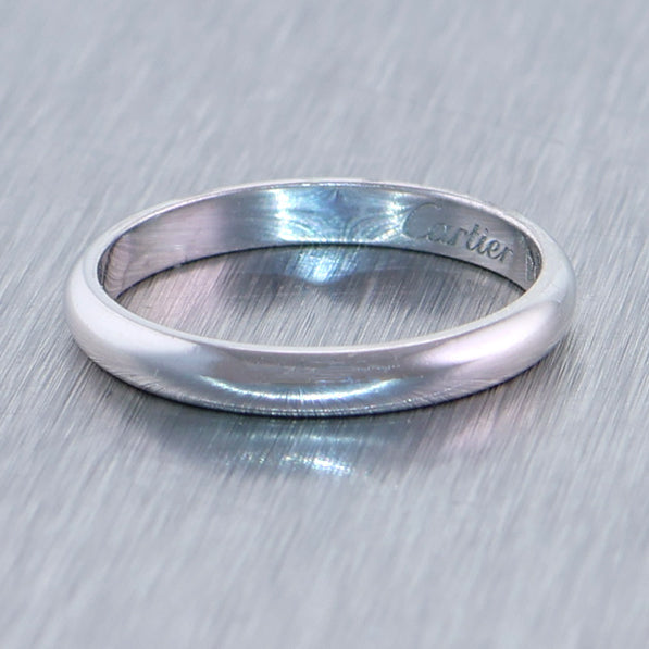 1895 Cartier Platinum Thin Wedding Band Ring Size 49