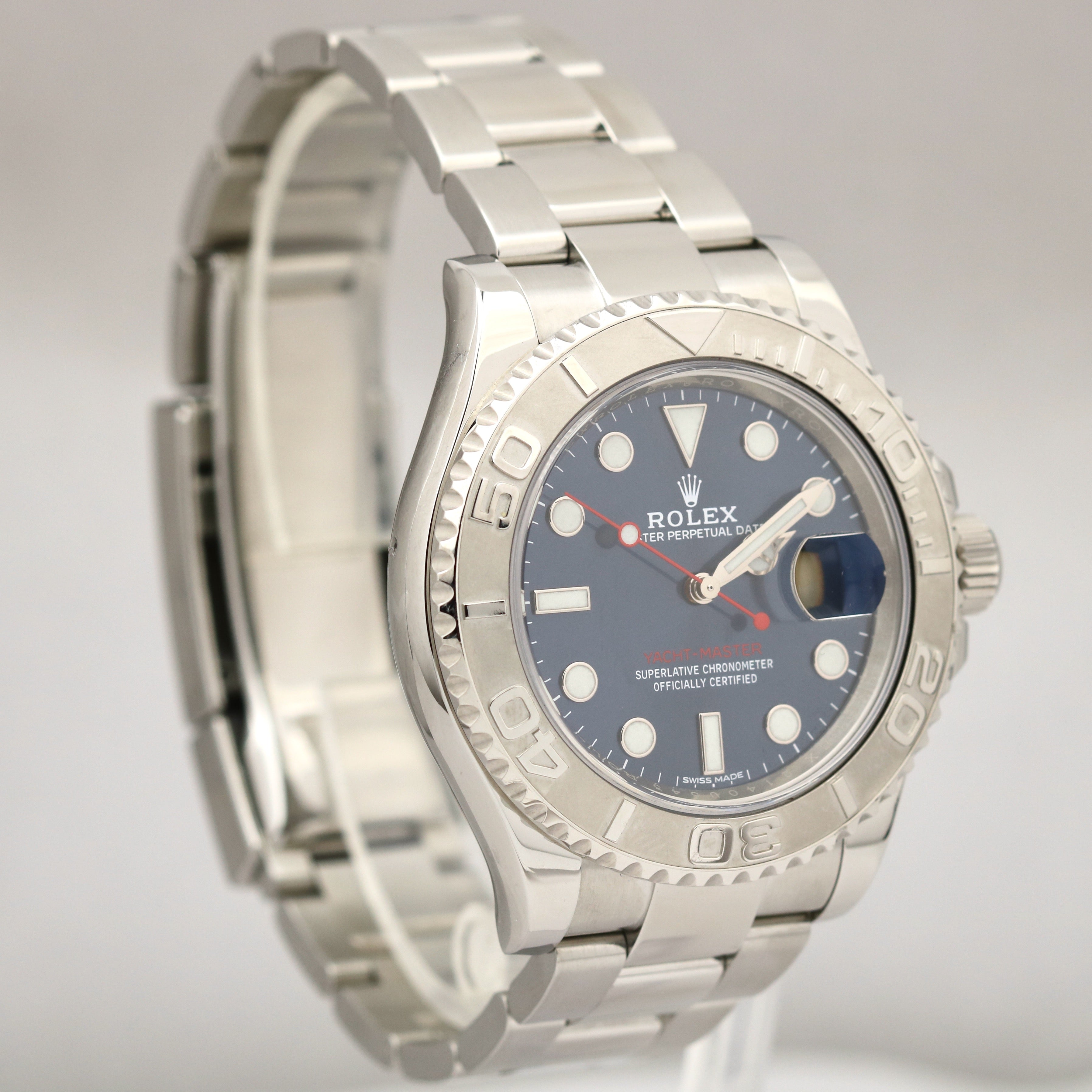 MINT PAPERS Rolex Yacht-Master Platinum BLUE 40mm Steel Oyster Watch 116622 BOX