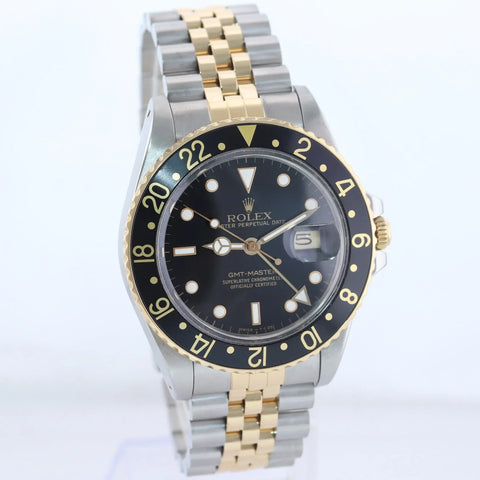 1988 Rolex GMT-Master 16753 Jubilee Two-Tone Yellow Gold and Steel Black Dial Watch