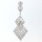 Solid 14k White Gold 2.65ctw Diamond Drop Dangle Lace Chandelier Earrings A9