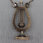 Antique Victorian Silver & 14k Yellow Gold Rose Cut Diamond Harp 21.5" Necklace