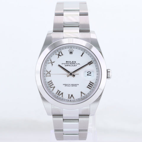2023 MINT Rolex DateJust 41 Steel 126300 White Roman Oyster Watch Box