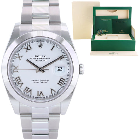 2023 MINT Rolex DateJust 41 Steel 126300 White Roman Oyster Watch Box