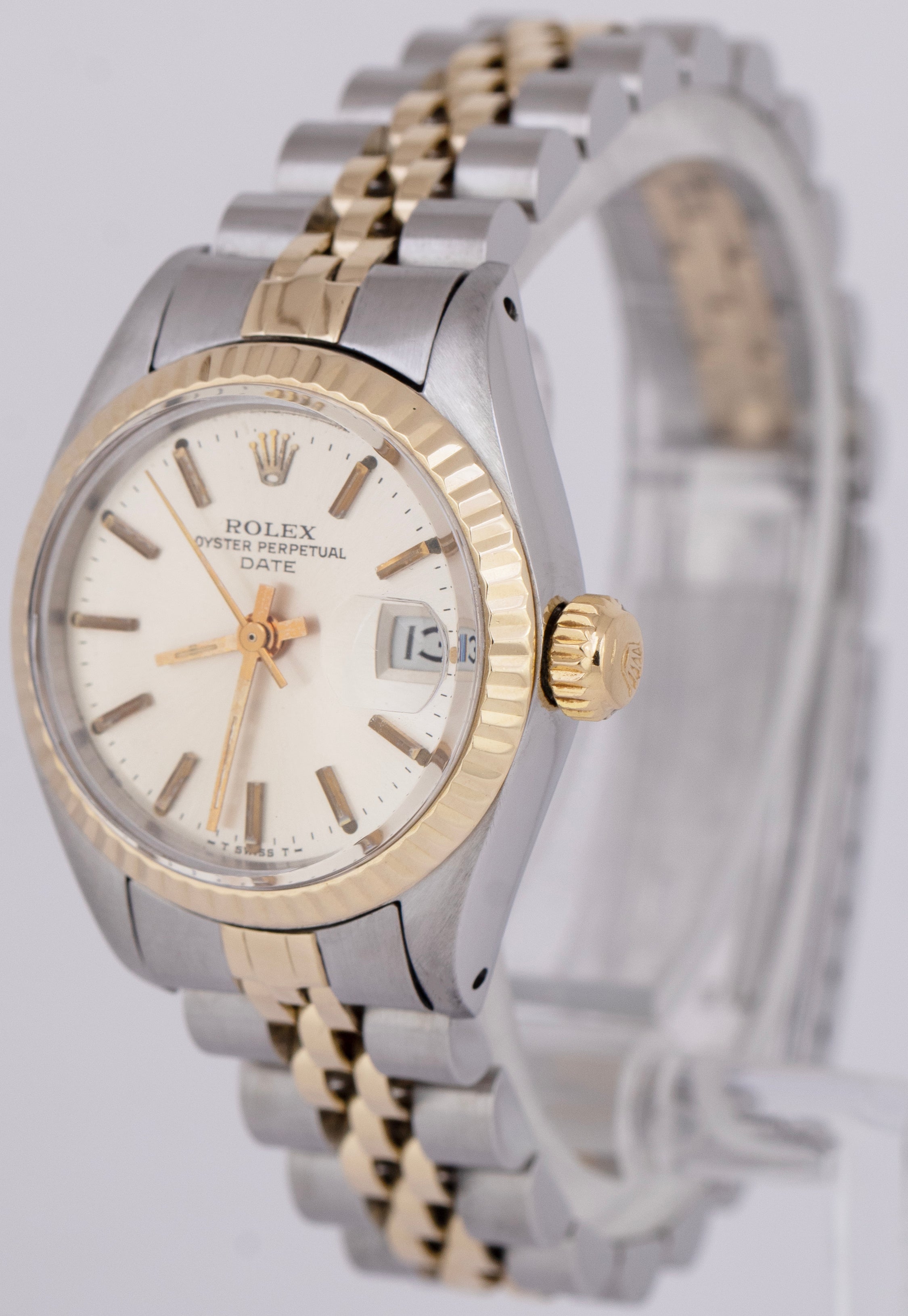 Ladies Rolex Date 26mm Silver Two-Tone 14K Yellow Gold Steel Jubilee Watch 6917
