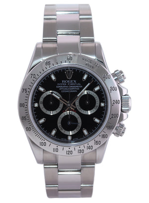MINT 2008 Rolex Daytona 116520 Black Dial Steel Chronograph 40mm Watch Box
