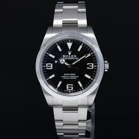 2020 PAPERS Rolex 214270 Explorer Black BLUE LUME 3-6-9 Steel 39mm Watch Box
