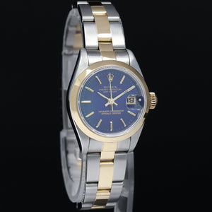 PAPERS Ladies Rolex DateJust 26mm 69163 Two Tone Oyster Blue Dial Watch Box