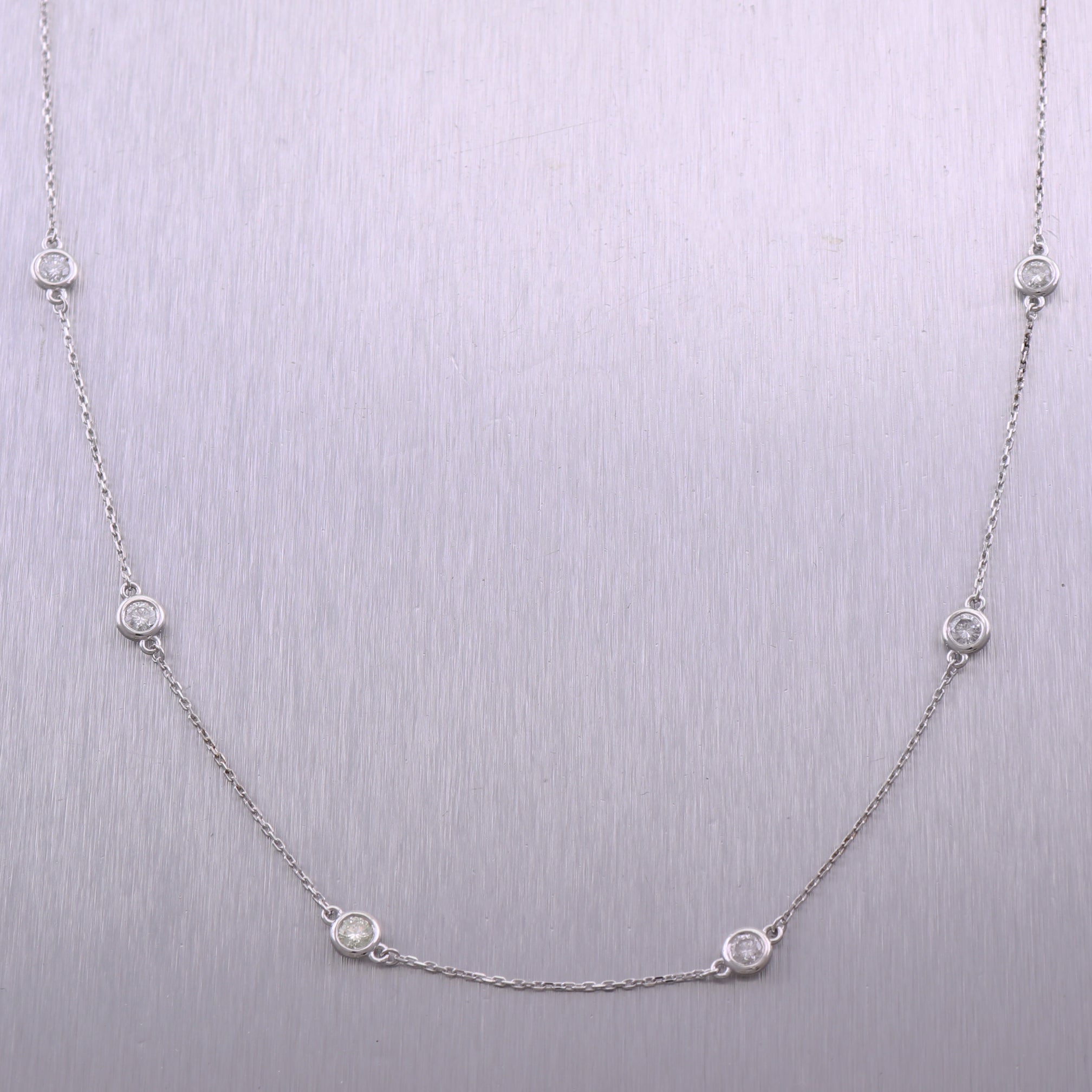 Modern 14k White Gold 1.27ctw Diamonds By The Yard 18" Necklace