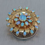 Tiffany & Co. Vintage 14k Yellow Gold Opal Flower Brooch Pin