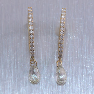 14k Yellow Gold 1.88ctw Diamond Dangle Huggie Earrings