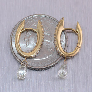 14k Yellow Gold 1.88ctw Diamond Dangle Huggie Earrings