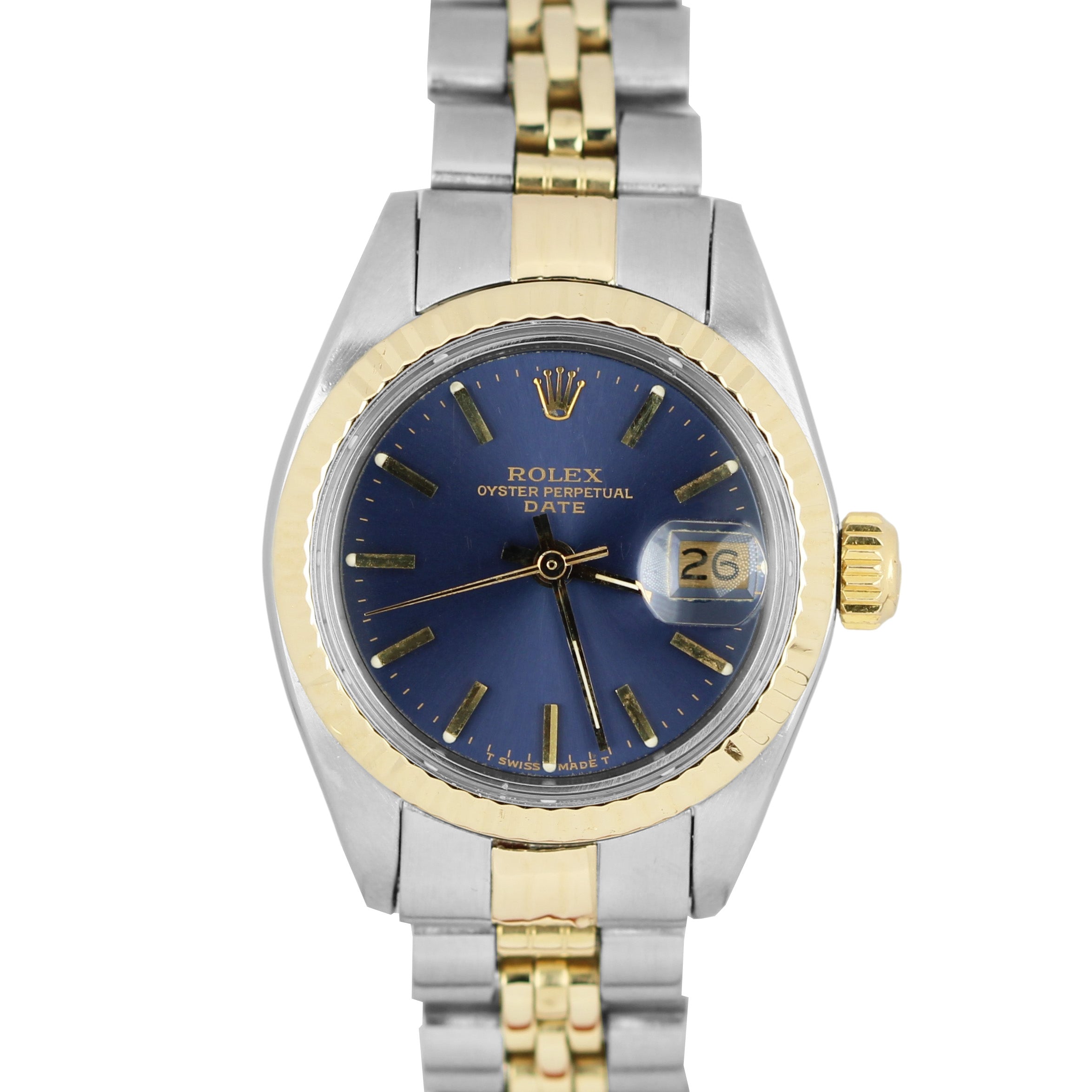 Rolex DateJust Two-Tone 18k Yellow Gold Steel Blue 26mm DATE 6
