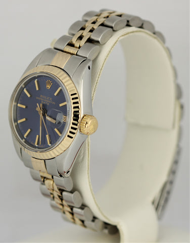 VINTAGE Rolex DateJust Two-Tone 18k Yellow Gold Steel Blue 26mm DATE 6917 Watch