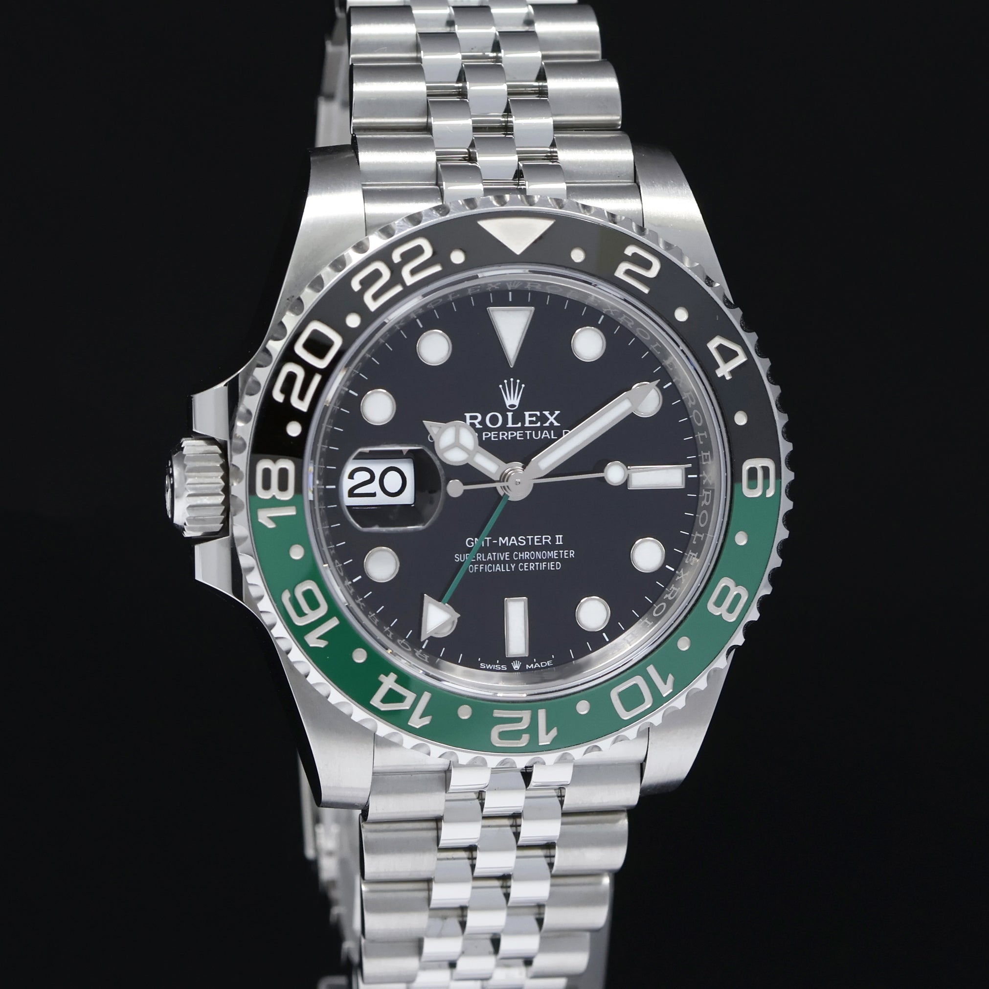 NOV 2023 NEW PAPERS Rolex GMT-Master SPRITE Green Black Jubilee 126720 Watch