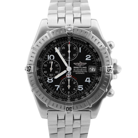 MINT Breitling Chronomat Blackbird 40mm Stainless Steel Black Date Watch A13353