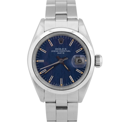 MINT Ladies Rolex DateJust BLUE LINEN Sigma 26mm Stainless Steel Watch 6916