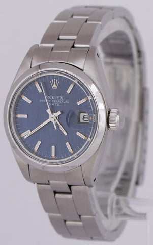 MINT Ladies Rolex DateJust BLUE LINEN Sigma 26mm Stainless Steel Watch 6916