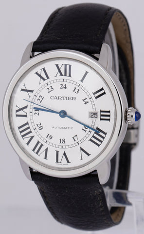 MINT Cartier Ronde Solo XL 42mm Silver Roman Dial Stainless Steel Watch 3517