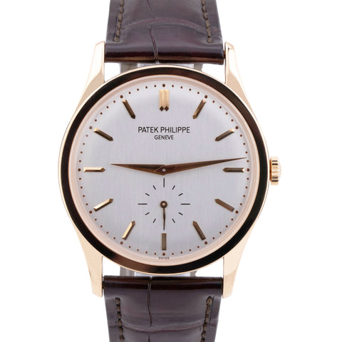 MINT Patek Philippe Calatrava Silver 18K Rose Gold 37mm Automatic Watch 5196R