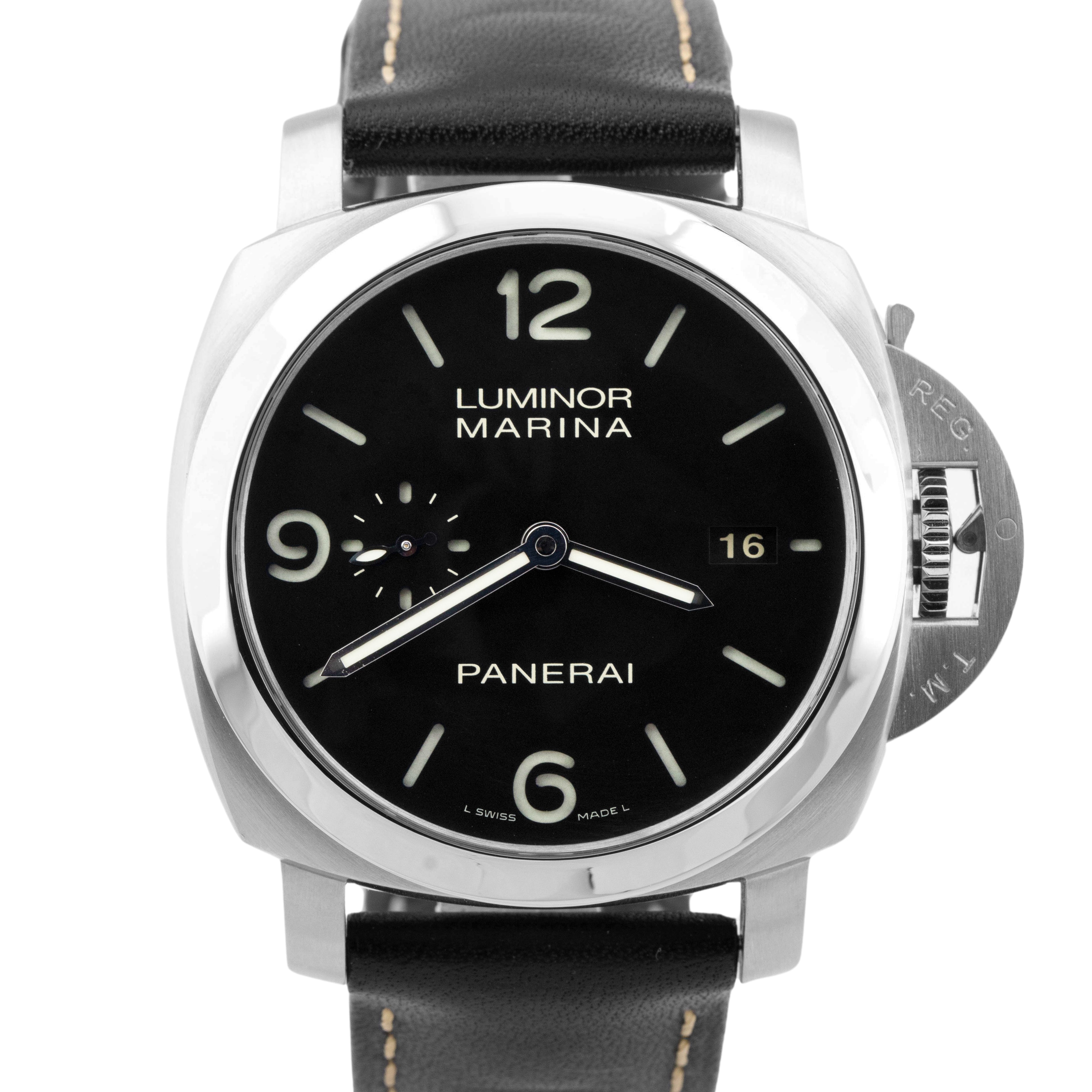 MINT Panerai Luminor Marina 1950 Black Stainless Steel 44mm Watch PAM00312 BOX