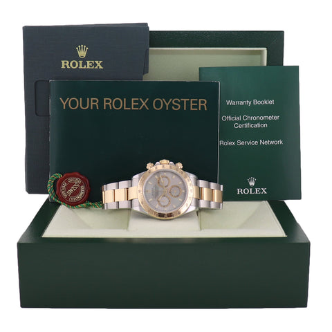 2007  MINT Rolex Daytona 116523 Chronograph Slate Grey Steel 18k Gold Two Tone Watch