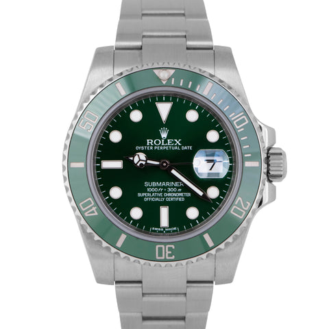 MINT Rolex Submariner HULK Green Ceramic Stainless Steel 40mm Watch 116610 LV