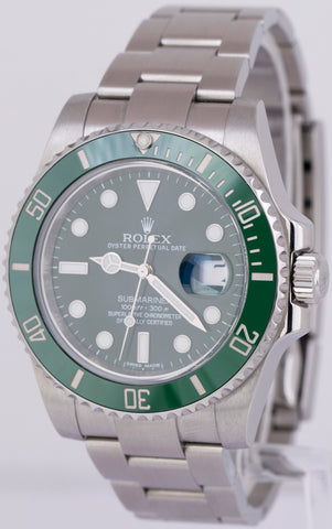MINT Rolex Submariner HULK Green Ceramic Stainless Steel 40mm Watch 116610 LV