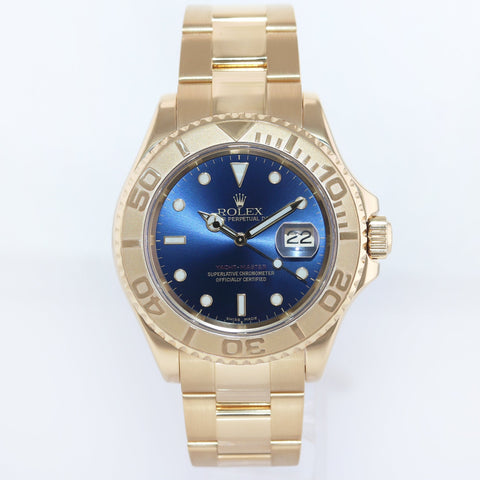 MINT Rolex Yacht-Master Yellow Gold 16628 40mm Blue Watch Box