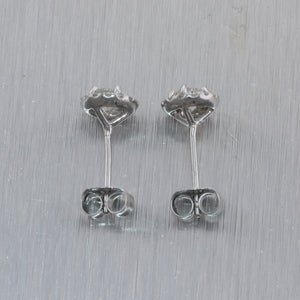 Modern 14k White Gold 0.65ctw Diamond Halo Stud Earrings