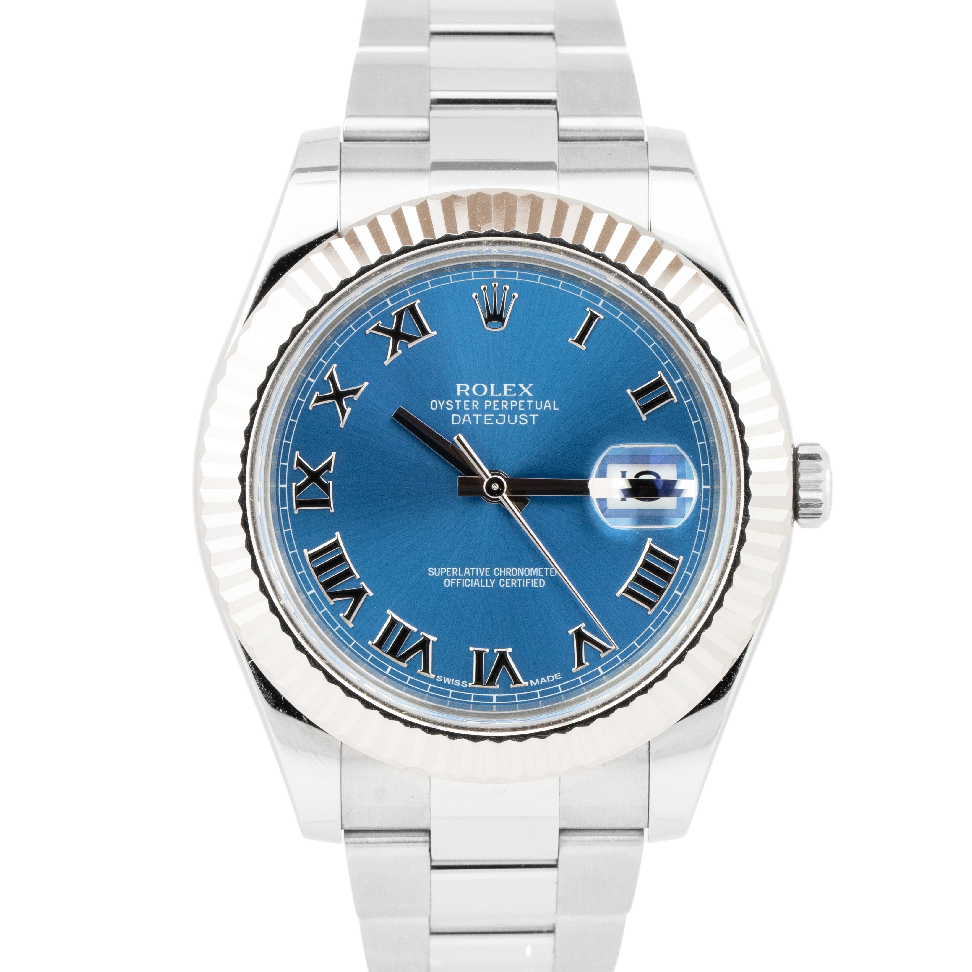 At dræbe Dag Decode Rolex Datejust II Azzurro Blue Dial 41MM Steel 18K White Gold Watch 11