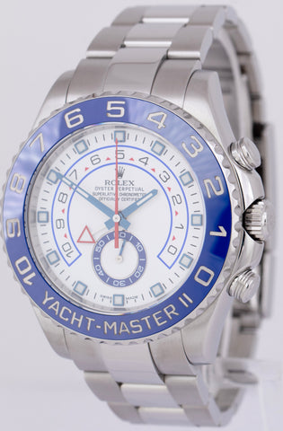 MINT Rolex Yacht-Master II 44mm Stainless White Blue White Regatta Watch 116680