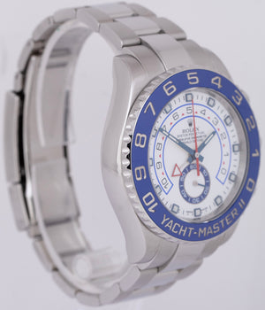 MINT Rolex Yacht-Master II 44mm Stainless White Blue White Regatta Watch 116680