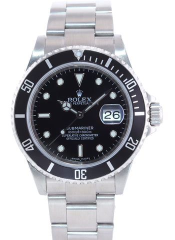 2008 ENGRAVED REHAUT Rolex Submariner Date 16610 Stainless Steel Black Watch