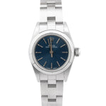 Ladies Rolex Oyster Perpetual Engine Turned Blue 24mm Steel Oyster Watch 67230